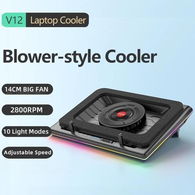 DEPAMA_T - INKAC LLANO RGB LAPTOP COOLING PAD V12 15.6-21 INCH GAMING FAN PENDINGIN NOTEBOOK DENGAN 