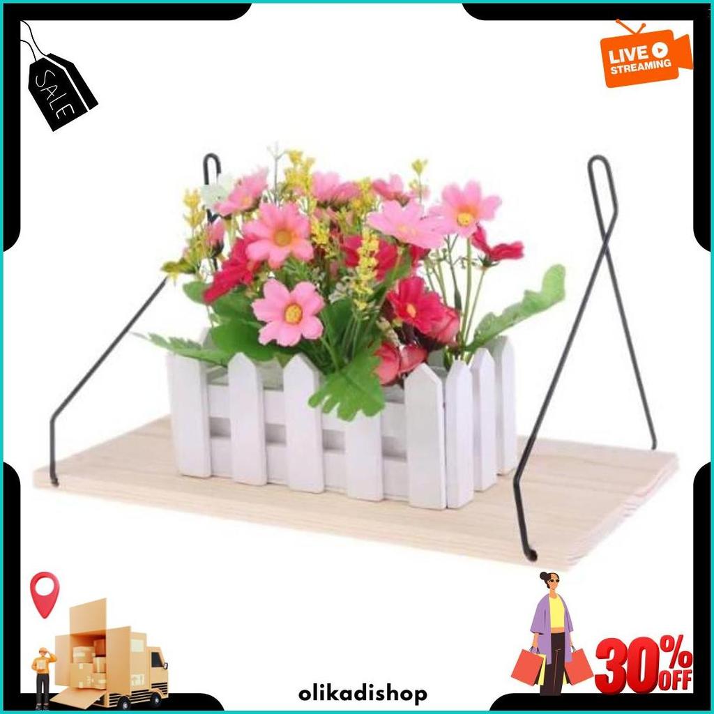 Rak Dinding Besi Serbaguna Rak Bumbu Dapur Dekorasi Kayu Hanging Rack Shelf Original Produk