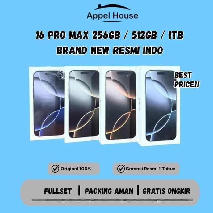 Terlaris (Appelhouse X Sheila) Iphone 16 Pro Max 256Gb 512Gb 1Tb New Garansi Resmi Indo Gdn Tam