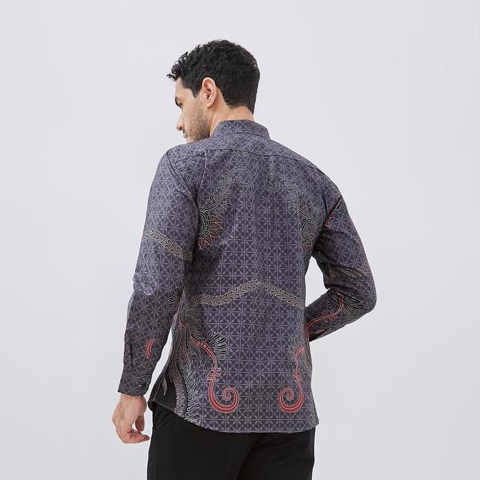 Kemeja Rok Lilit Couple Batik Kebaya Jumputan Pria Wanita Abu-abu Lipen Setelan Pasangan Keren Hem M