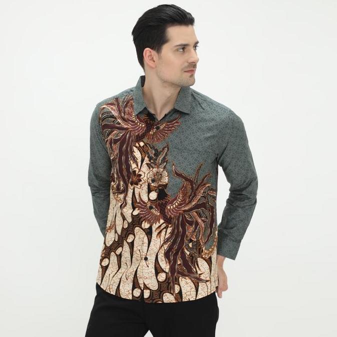 Batik Couple Atasan Batik Pria dan Wanita Hijau Sage OLR224