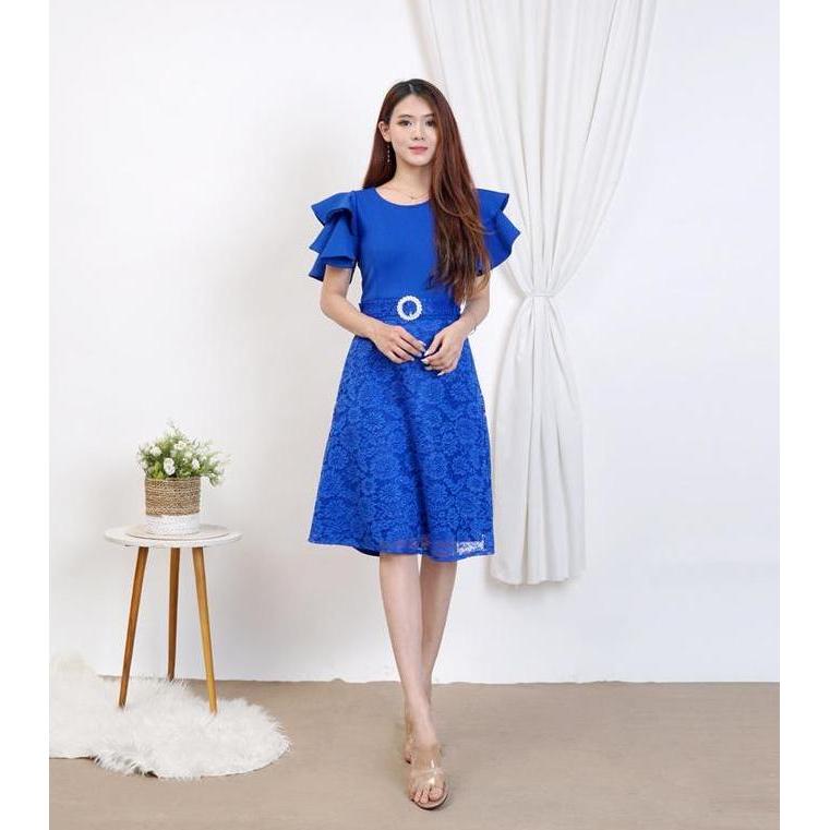 #5498, New Dres Monza bahan scuba kombinasi brukat gliter, # dres natal #dres pesta # dres korean Ca