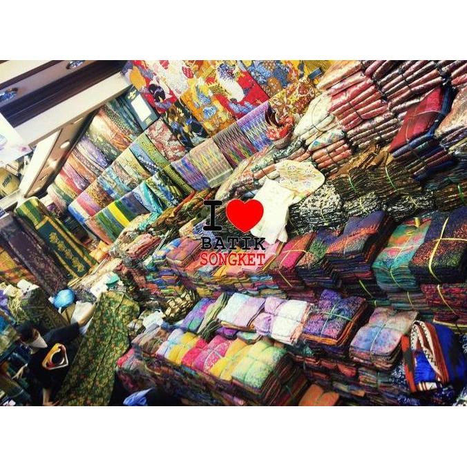 Bahan sutra 2 meter motif 9 kain batik pekalongan cap cetak rok asli