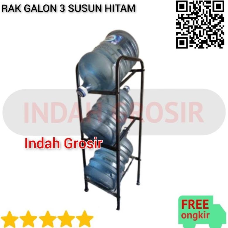 Rak Galon Besi 3 Susun Hitam Kuat Dan Kokoh