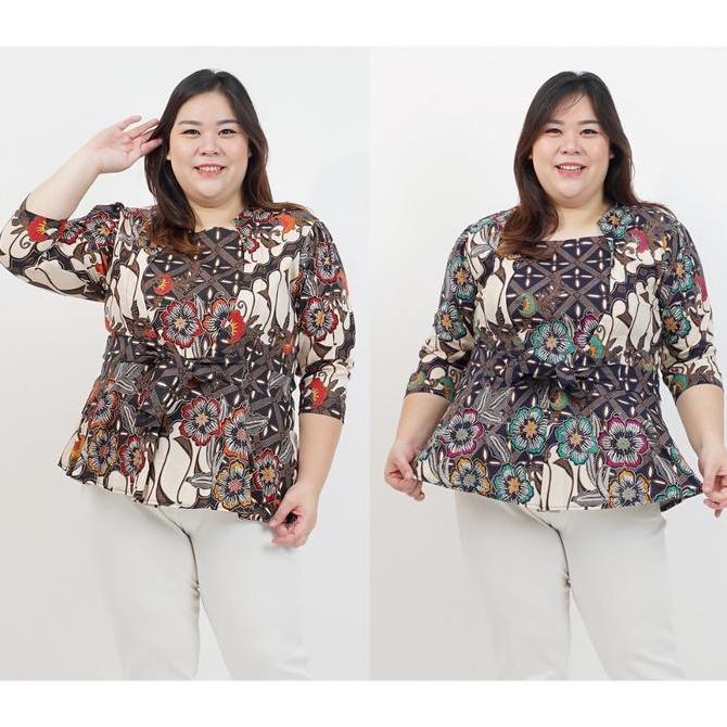 BLOUSE AJU BATIK WANITA 311 FL JUMBO OVER BSIZE KERJA PESTA HAMIL