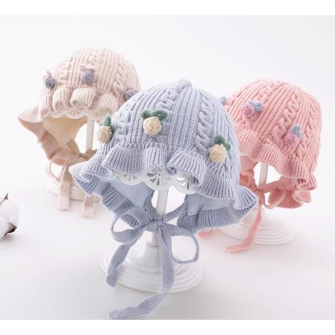 Topi Noni Bayi / Topi Bonet Bayi / Topi Newborn / Topi Bayi Perempuan kupluk  bayi