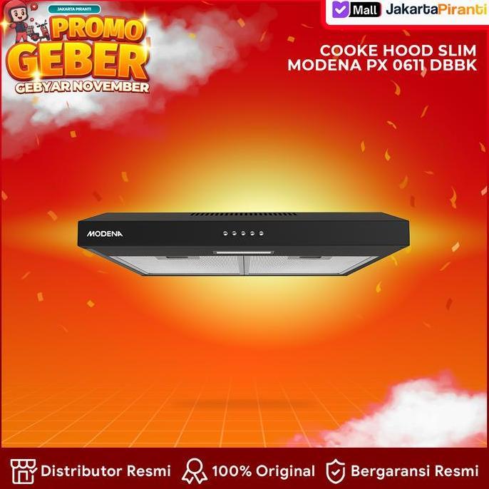 Modena Alat Penghisap Penyedot Asap Kompor Dapur Cooker Hood Slim PX 0711 DBBK 70cm Hitam LED Lampu 