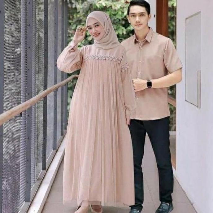 GAMIS NURAINI COUPLE MUSLIMAH TERBARU Baju Wanita Pasangan Dress Lebaran Remaja Dewasa Setelan