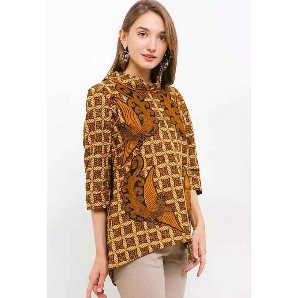 Baju Batik Wanita Danar Hadi Blouse Katun Batik Print Kawung Merak Kem