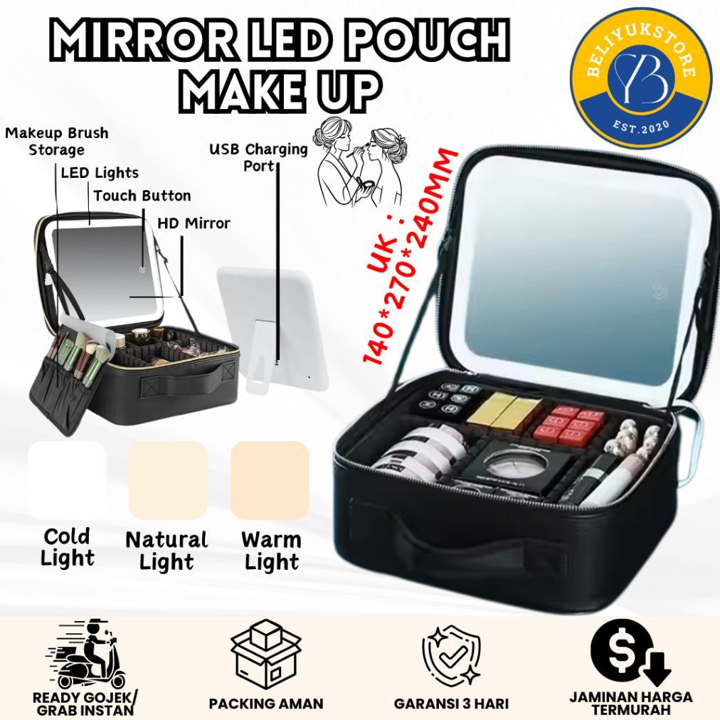 Mirror Makeup Pouch / Tas Make Up Kosmetik Lampu LED / Tas LED Makeup Artist / Tas Kosmetik LED Kapa
