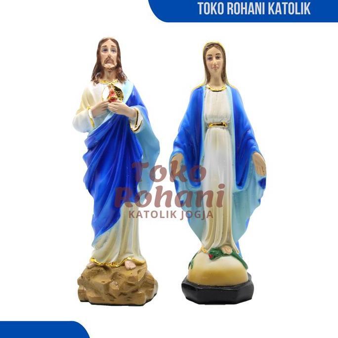 SEPASANG PATUNG BUNDA MARIA - YESUS 20 CM / PATUNG TUHAN YESUS / PATUNG MARIA / PATUNG KATOLIK