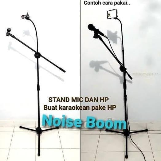 Stand Microphone Plus Holder Hp Stand Mic Berdiri