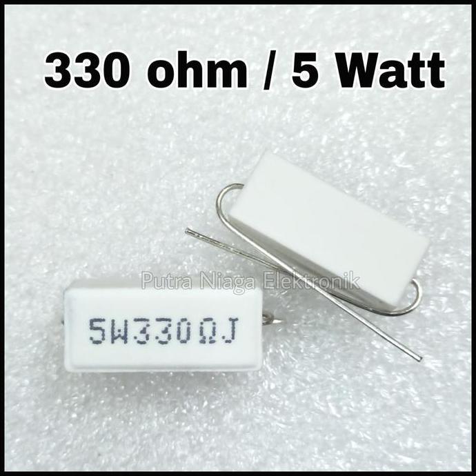 (1) Resistor 330 ohm 5 watt 330R 5W keramik / kapur / cemen 330ohm 5watt putran1a Kualitas Baik