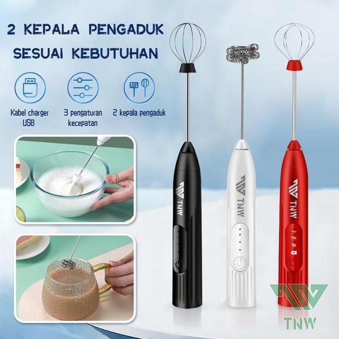 mercyandraback - tnw ke5 electric hand blender milk frother kopi usb portable