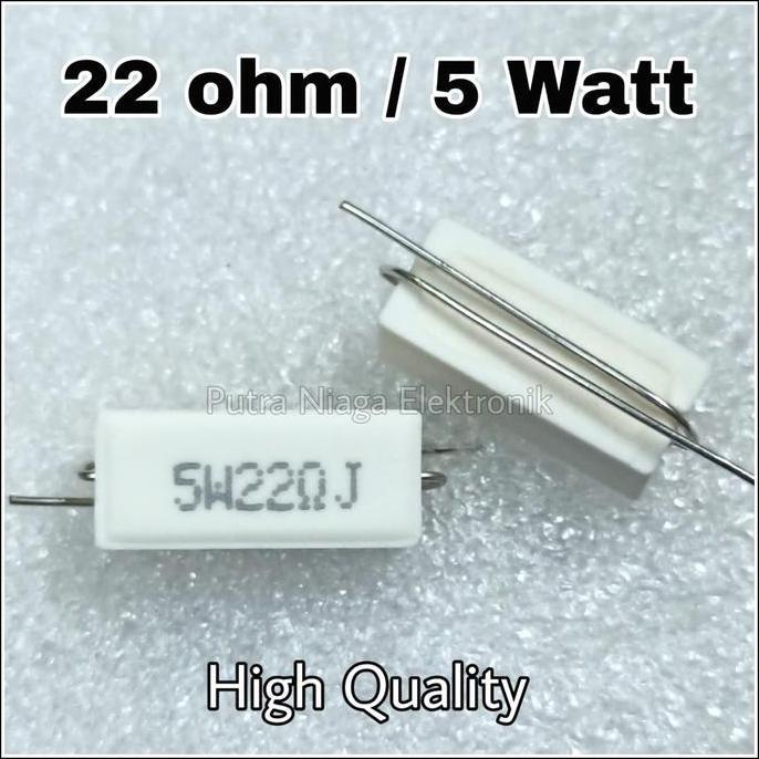 Terbaru (1) Resistor 22 ohm 5 watt 22R 5W keramik / kapur / cemen 22ohm 5watt putran1a Buru Order
