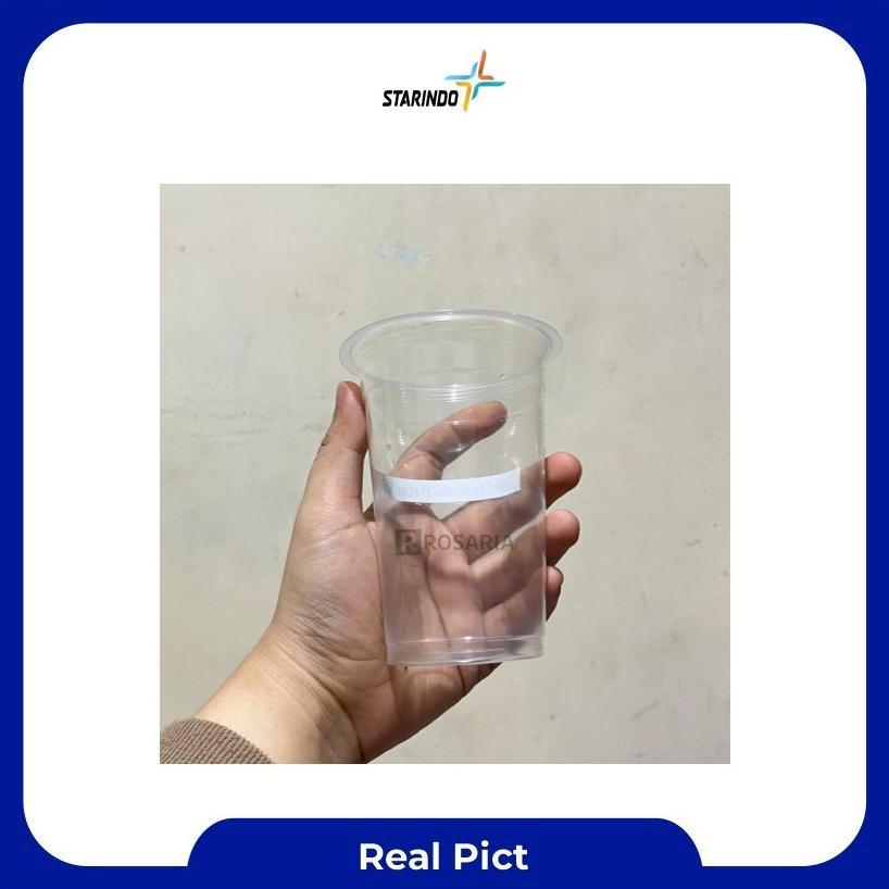 Cup Polos Datar 16 Oz Starindo 5 Gr Plastik Bening Gelas Minuman Stock