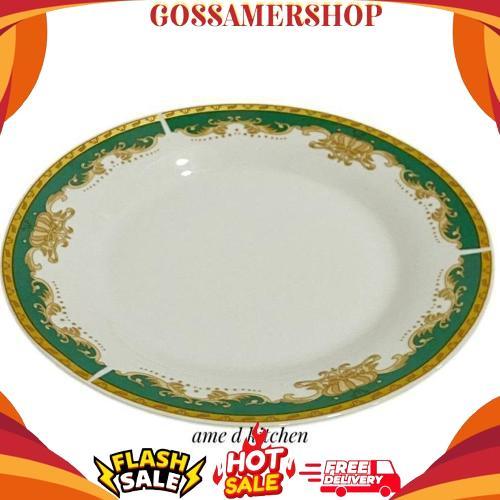 Sale Piring Ceper Keramik 10.5" Bulat Mahkota Hijau Winston