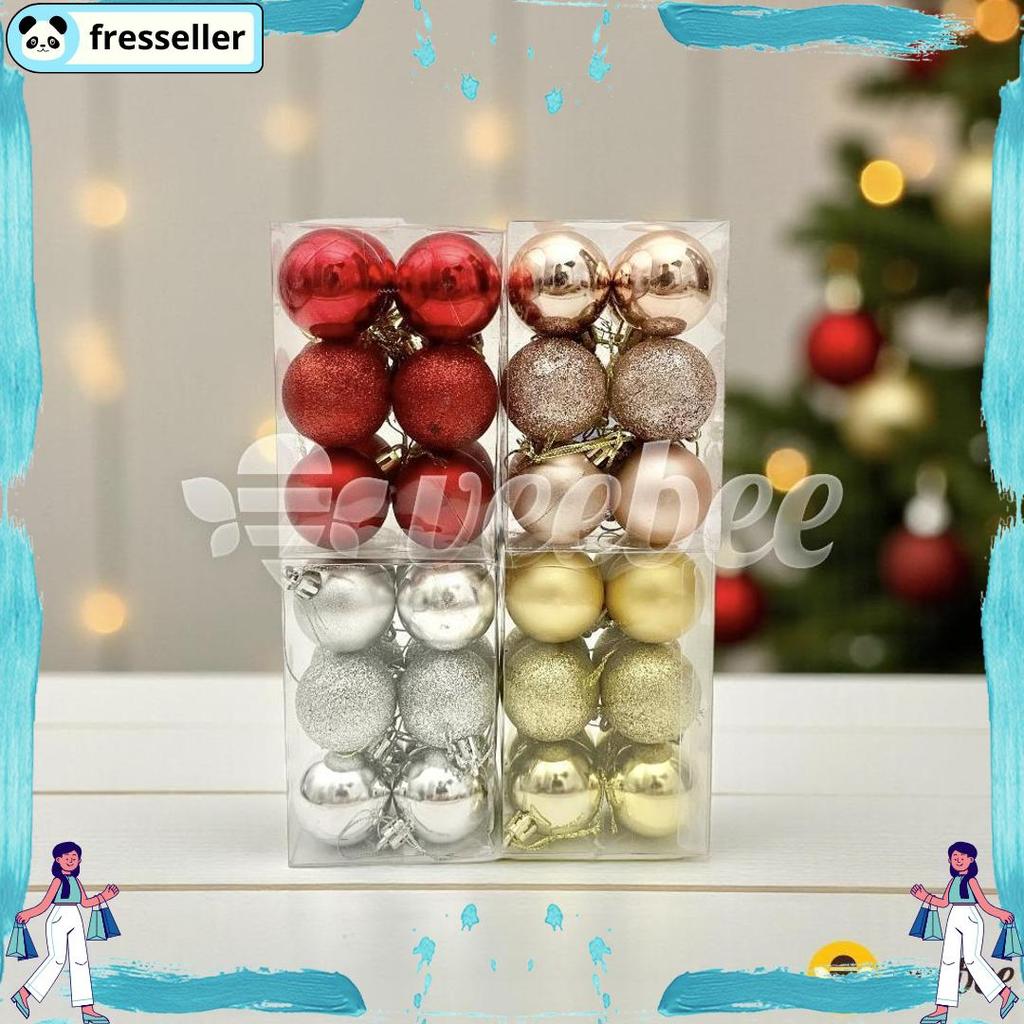 Cuci Gudang Bola Natal Plastik 4cm Isi 12pcs (V24) | Hiasan Pohon Natal | Christmas Ornament | Bola 