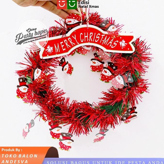 Teratas Hiasan Natal Krans Snowman / Ornament Natal Ring Karangan Bunga Natal / dekorasi natal pintu