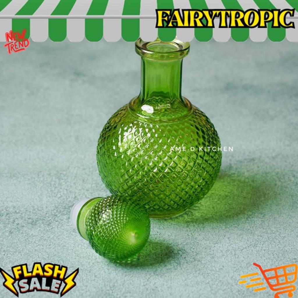 Unik Sale Hiasan / Pajangan Botol Kaca Kristal Hijau