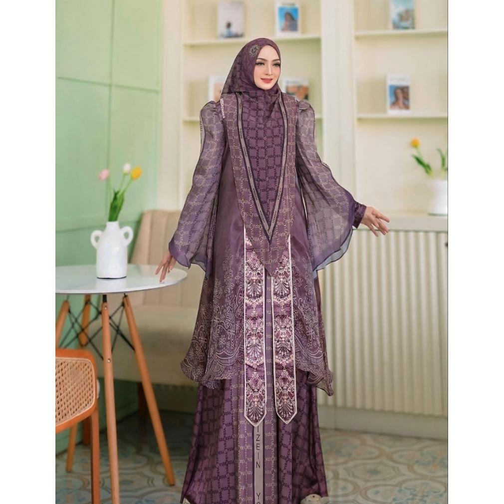 Arcadia Series by Yodizein Syari / gamis outer set hijab premium / gamis printing mewah kekinian