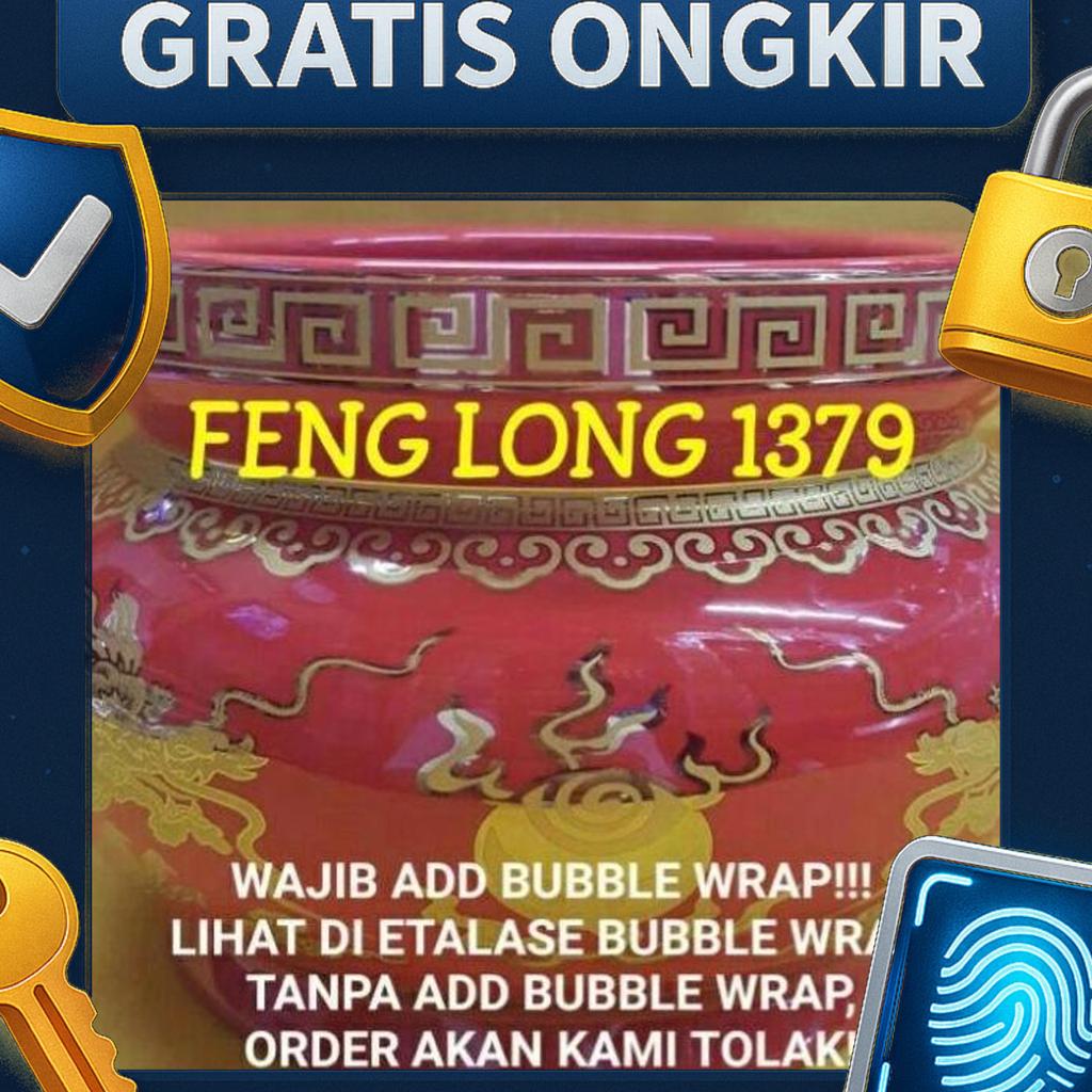 Hiolo (Tempat Hio/Dupa) Merah Naga Emas Keramik 7"
