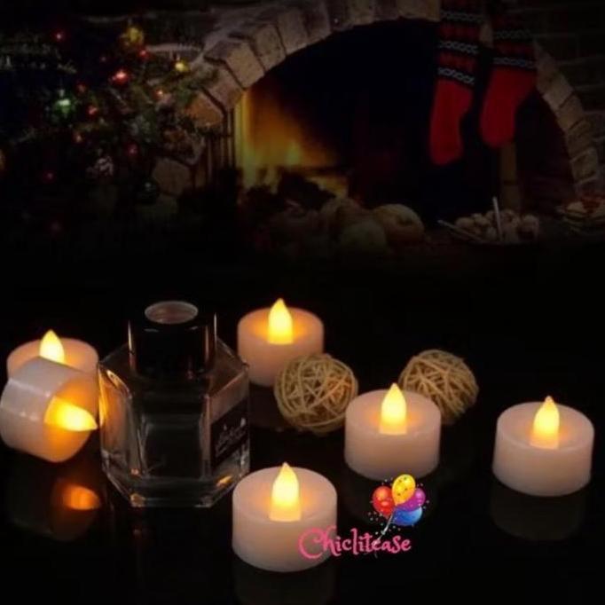 Lilin lampu LED elektrik candle pesta dekorasi pink biru hijau merah kuning natal
