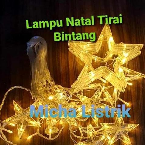 Lampu Natal Tirai Bintang / Lampu Natal Dekorasi Tirai Bintang Warm White