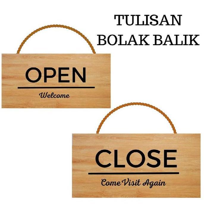 hiasan dinding tulisan buka tutup uk 15 x 30 cm bolak balik | open close |