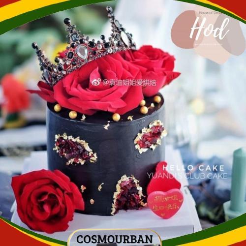 Harga Grosir Topper Bold Crown Black Silver Dark Gold Hiasan Birthday Cake Tiara Hitam Mahkota Krist