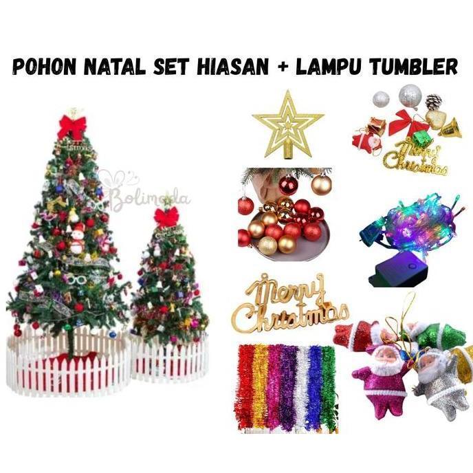 Terlaris Pohon Natal Pvc Ukuran 150 Cm Lengkap Hiasan Dan Lampu Tumbler/ Pohon Natal Set Hiasan