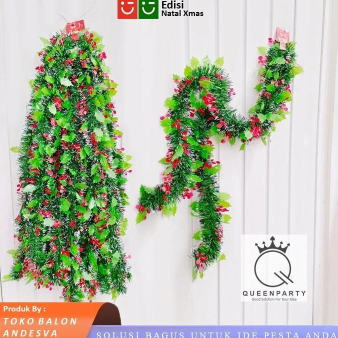 slinger natal buah ceri / dekorasi hiasan rumbai tinsel pohon natal / rumbai rumbai natal