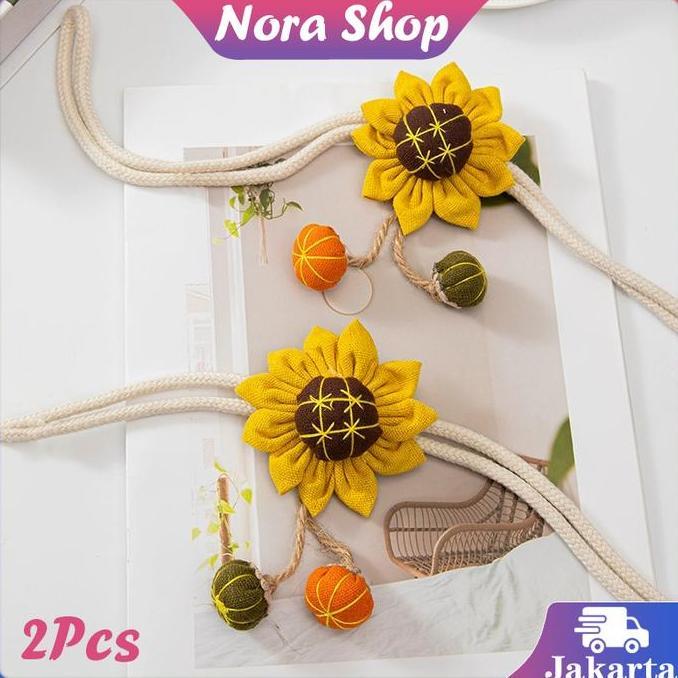 1Pari Tali Hordeng Bunga Matahari Liontin Dekoratif Gorden Tassel Pengikat Hordeng