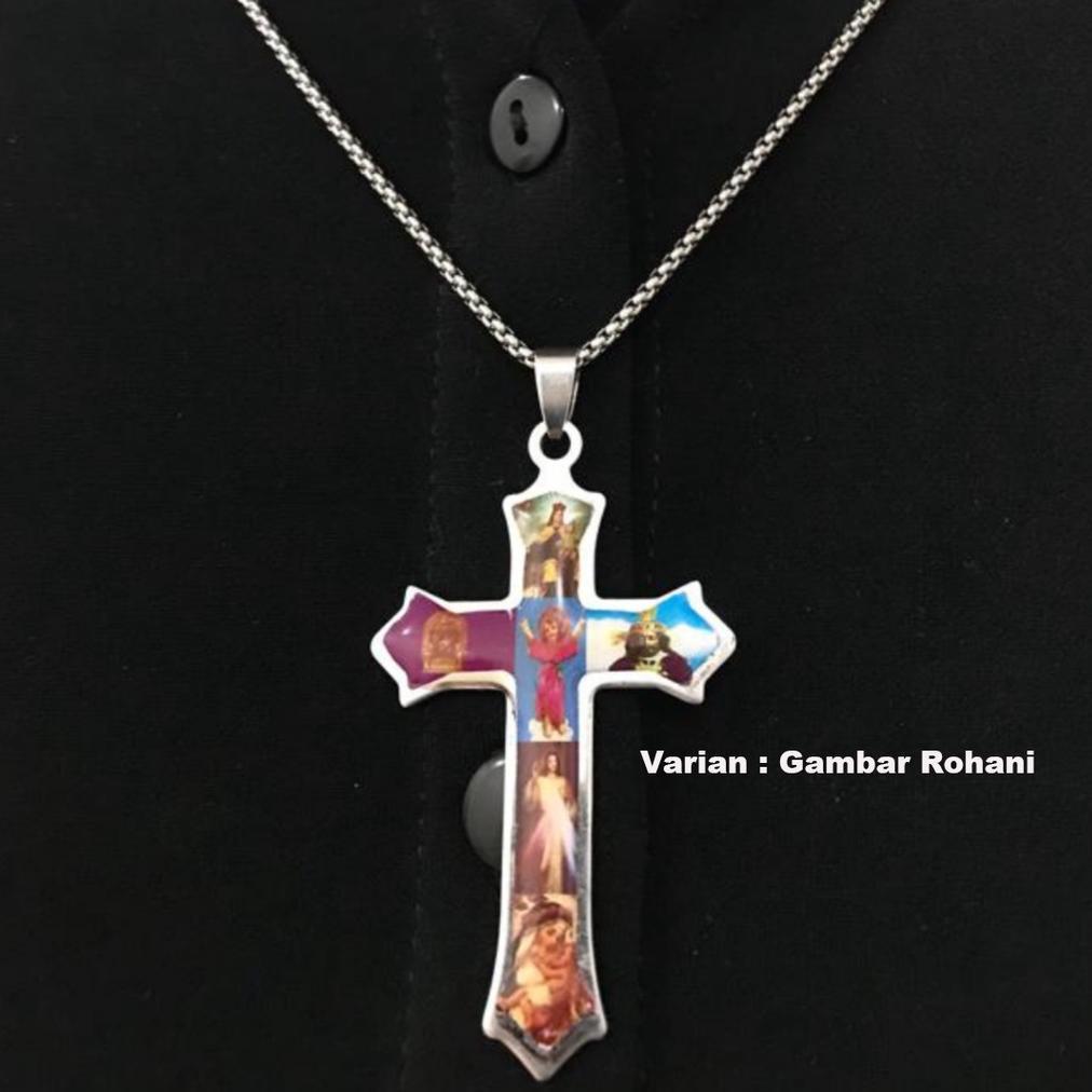 Liontin Salib Kristen Fashion Aksesoris Kalung Pendant Rohani Pria dan Wanita / Murah