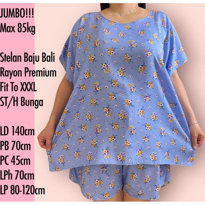 Promo SETELAN BAJU TIDUR WANITA JUMBO FIT TO 3XL MUAT 85KG ST/KRN REAL PICT Atasan Rayon Bali Nyaman