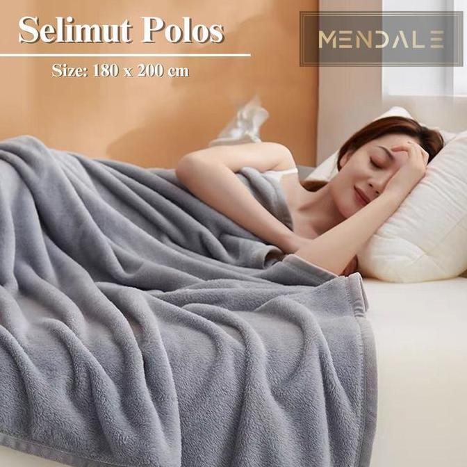Selimut Bulu Lembut & Halus Pola Polos Uk Dewasa 180x200 cm