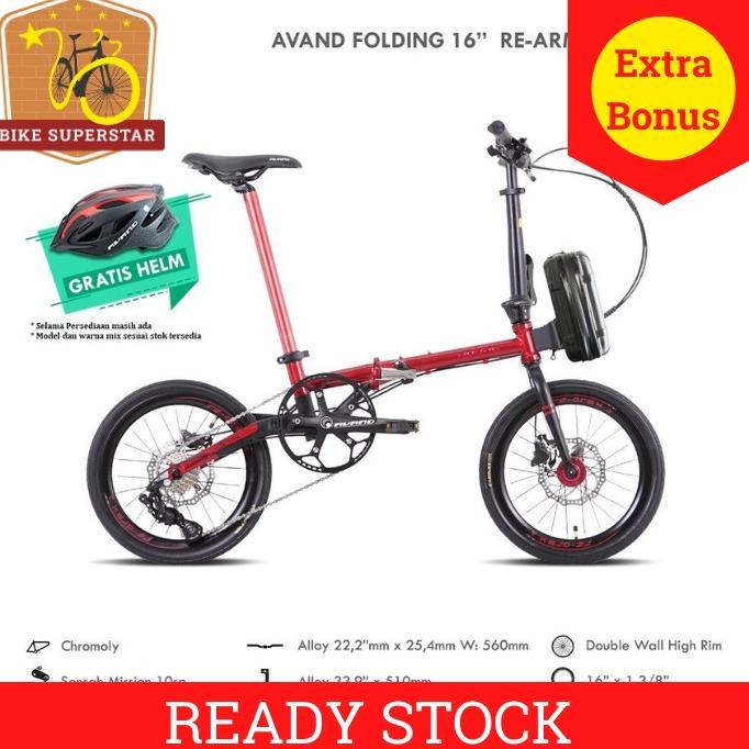 Sepeda Lipat 16 Inch Avand Re-Arm X Chromoly 10 Speed GRATIS HELM TAS