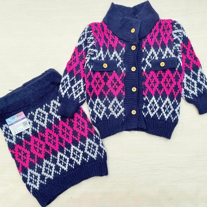 Setelan Rok Bayi Baru Lahir Setelan Rajut Anak Perempuan Setelan Rok Sweater Rajut Anak 3-12 Bulan A