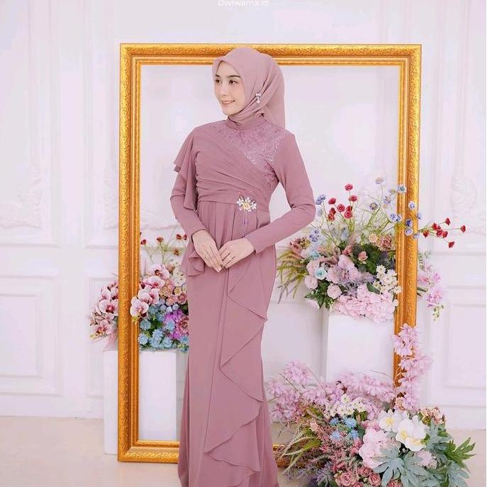 T Dress Terbaru Casual Brokat Gaun Maxi Wanita Pesta Kondangan Cantik Gamis Panjang Muslim
