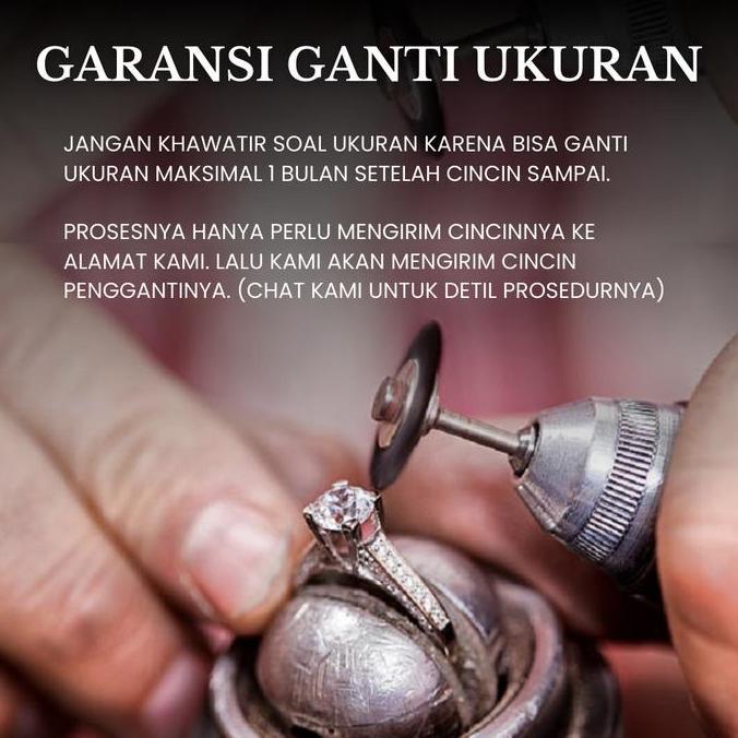 Ready Cincin Tunangan 2-3 gram Berlian Moissanite GRA / Zircon - Platinum / 9K White Gold Plated Sil