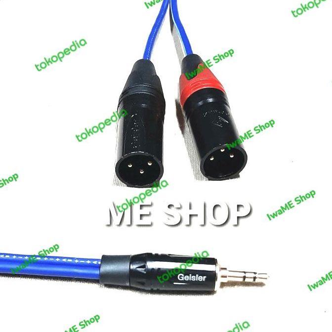 jack audio 3.5mm stereo cabang to 2 xlr canon male 3pin 2M original