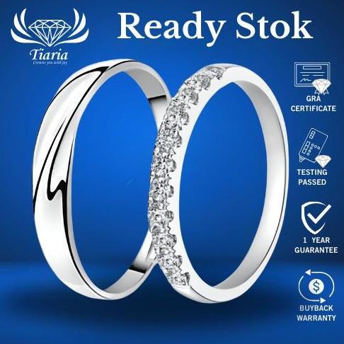 Ready Cincin Tunangan 2-3 gram Berlian Moissanite GRA / Crystal Zircon - Tiaria Cincin Nikah Hadiah 