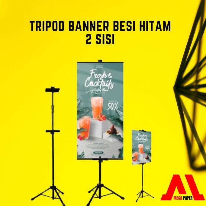 Spesial Tripod Standing Banner 2 Sisi - Besi Standing Banner