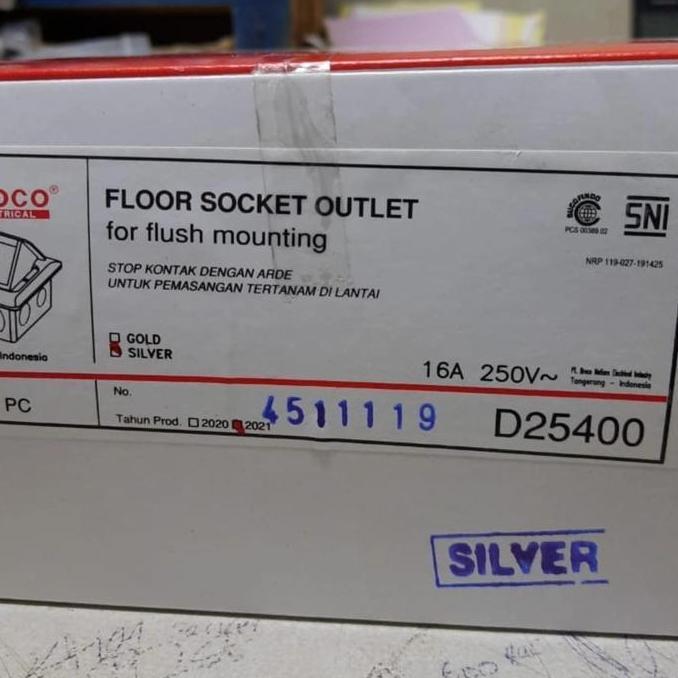 Stop kontak lantai STOP KONTAK + BL D25400 SILVER - BROCO