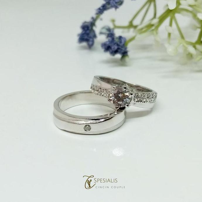 Cincin Tunangan Couple Perak  Emas Asli Gratis Ukir Nama N5