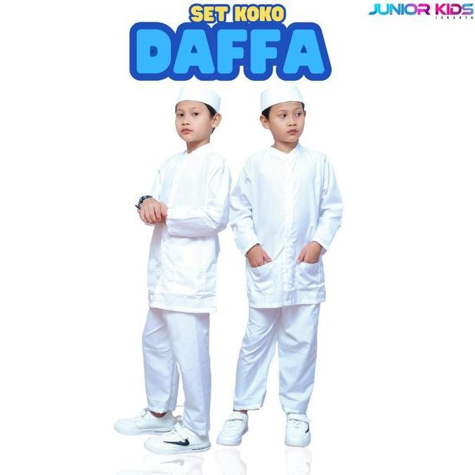 Junior Kids - Daffa Baju Koko Manasik Haji Polos Anak Laki Laki Usia 1-10 Tahun (Free Bonus peci Saa