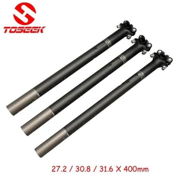 Seatpost TOSEEK 27.2 30.8 31.6 Carbon Ultra Light 400mm Tiang Sadel Carbon TOSEEK