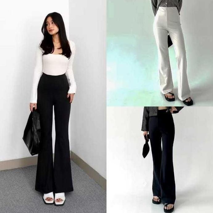 BUY 1 GET 3 FLARE PANT SCUBA CELANA SCUBA CUTBRAY HAHWAIST