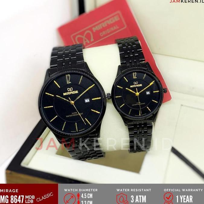Jam Tangan Mirage MG 8647 Stainless Steel Orinal - Black Black