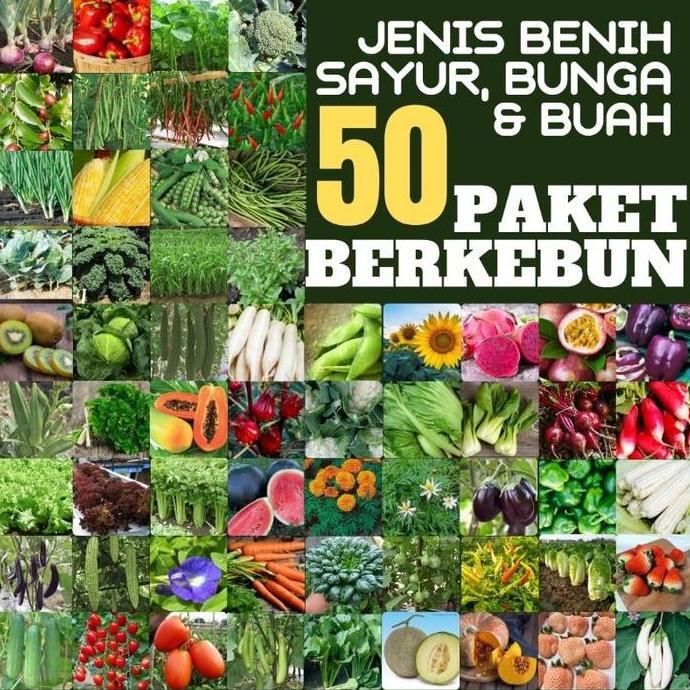 Paket 50 Jenis benih bibit biji sayur, bunga dan buah TUMBUHAN